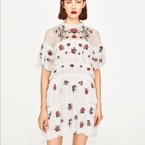 Zara embroidered mini dress white size small